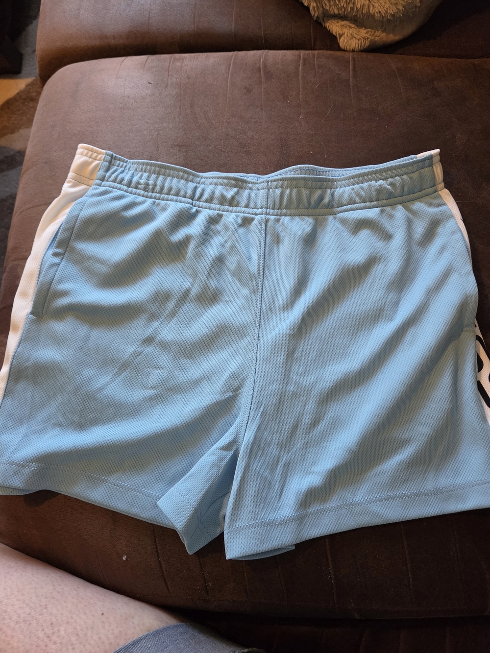 Kids Light Blue Athletic Shorts with White Side Panels